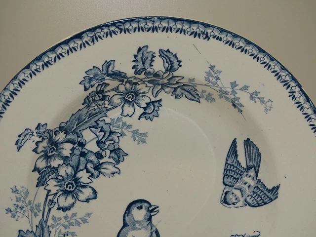 -BELLE ANCIENNE ASSIETTE CERAMIQUE LONGWY MESANGES DEMI CREUSE COLLECTION Déco 3