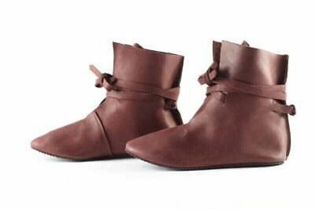 Chaussures en cuir véritable Bottes vikings médiévales Chaussures...