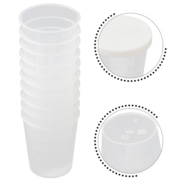 50 Bicchierini Dosatori 30 Ml Con Coperchio - Plastica Resistente, Graduati, Chiusura Ermetica - Per Laboratorio, Cucina, Farmacia E Resine