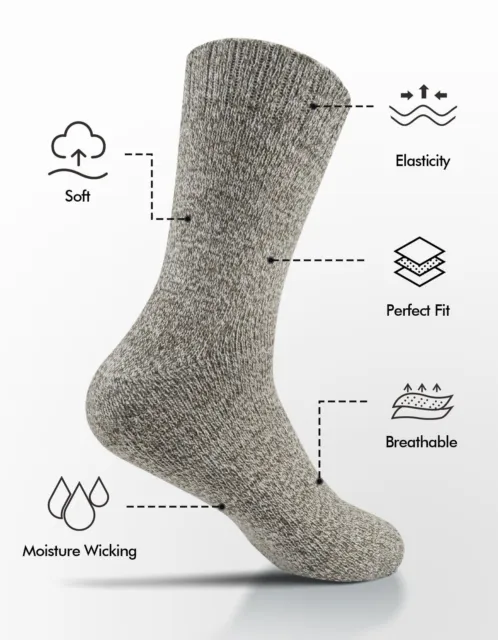 UUMIAER 5 PAIRS Wool Socks Mens Thermal Hiking Socks Warm Winter Socks ...