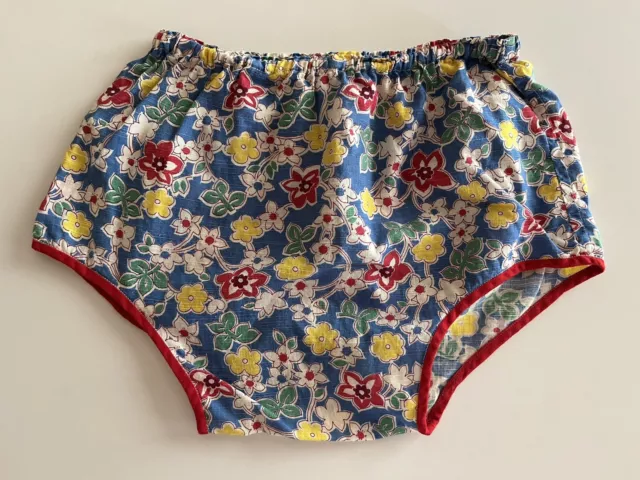1930s 1940s Floral Cotton Feed Sack Bottoms Bloomers Diaper Cover Shorts VTG