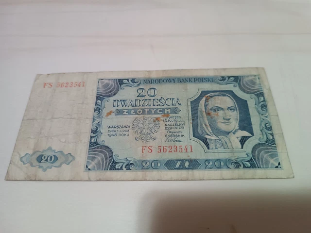 Polish, Poland 20 Zlotych Bank Note.