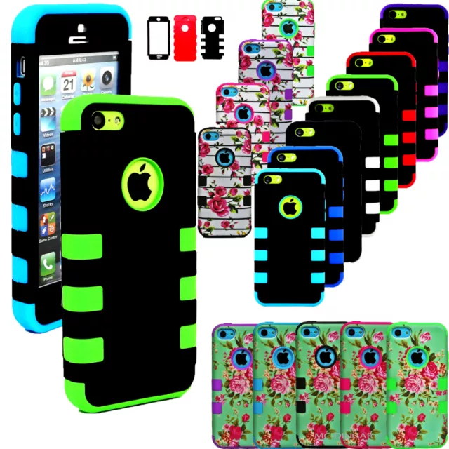 Colorful Heavy Duty Hybrid Rugged Silicone Hard Case Cover For iPhone 5C
