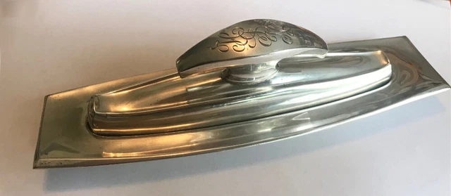  Elegant Antique Sterling Nail Buffer and Tray, Smooth Finish, Monogrammed 