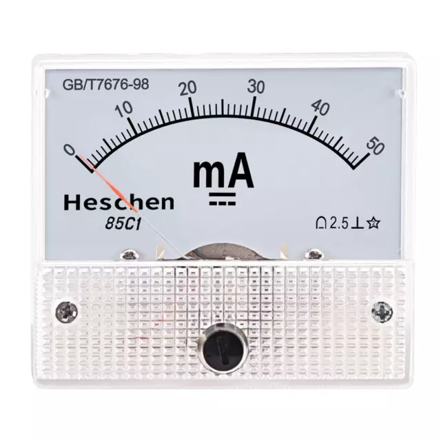 85C1-50Ma Rectangle Panel Mounted Current Meter Ammeter Tester DC 0-50 Ma Class