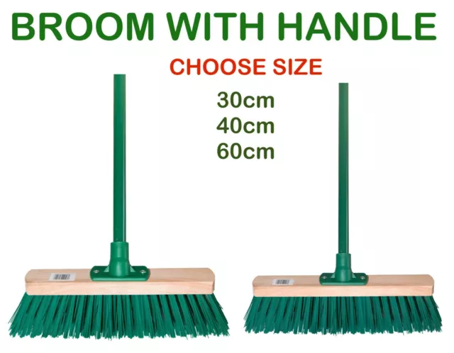 Sweeping Brush Head with Handle PVC Bristle Outdoor Broom Garden Sweeper GREEN