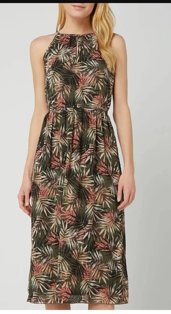 Apricot tropical palm dress sale
