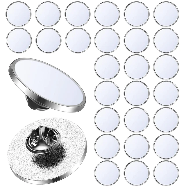 30 Pcs Sublimation Blank Pins Diy Button Badge Kit Sublimation Sliver Blank Al
