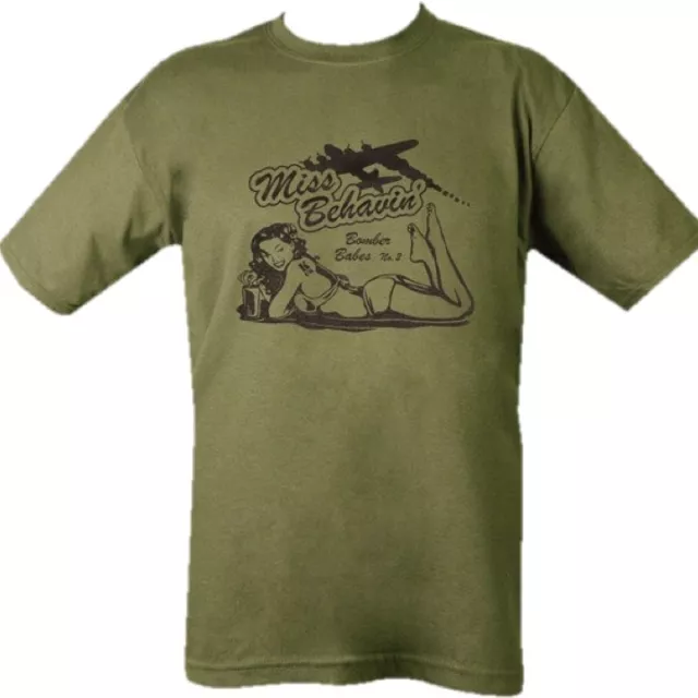 Military Miss Behavin T-Shirt Mens S-2Xl Bomber Babe Ww2 Ww1 British Us Army