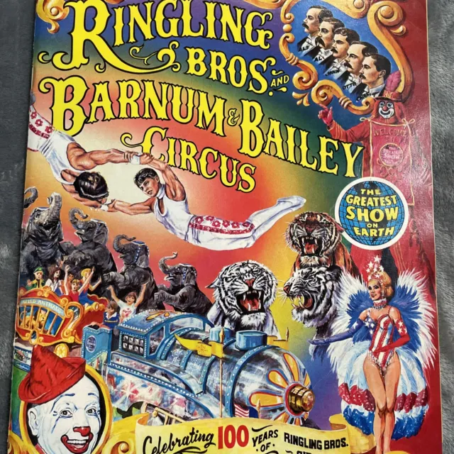 Vtg 1984 Ringling Bros Barnum & Bailey Circus Program +Poster 1Ooth Season Clown