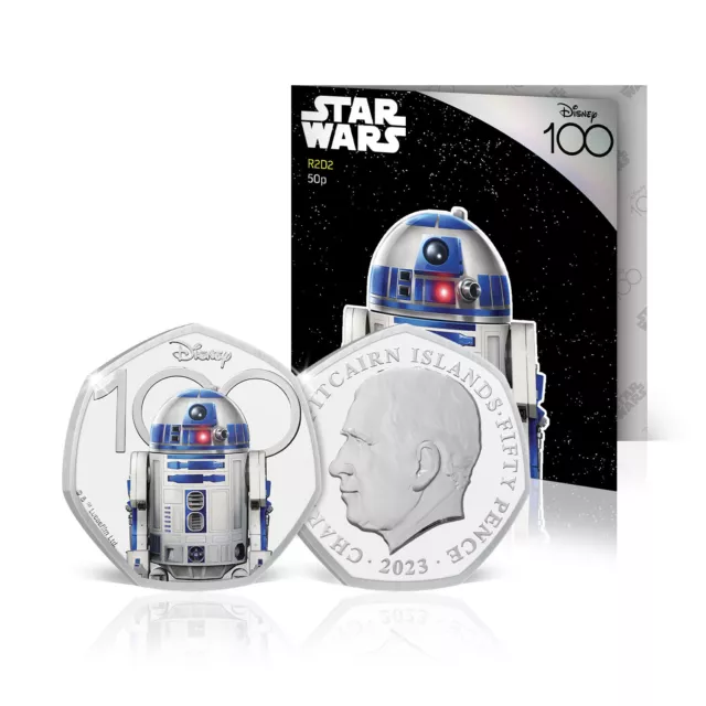 Disney 100th D100 Anniversary Star Wars R2-D2 BU 50p Colour Coin 2023