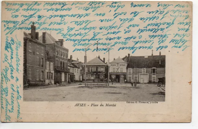 AVIZE - Marne - CPA 51 - place du marché - fontaine - commerce
