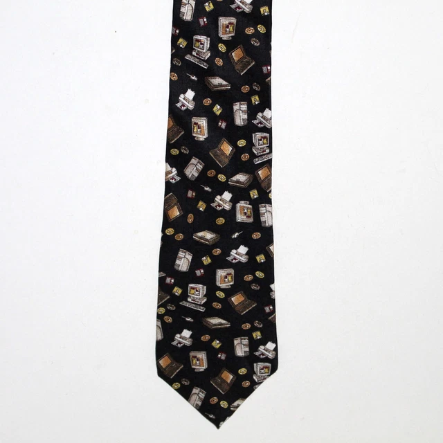 Vintage Harve Benard Silk Necktie Old School Computers Printer Floppy Disk