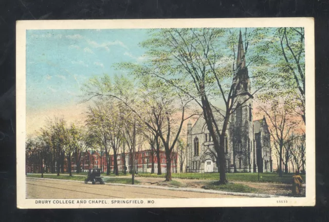 Springfield Missouri Drury College And Chapel Vintage Postcard Mo.