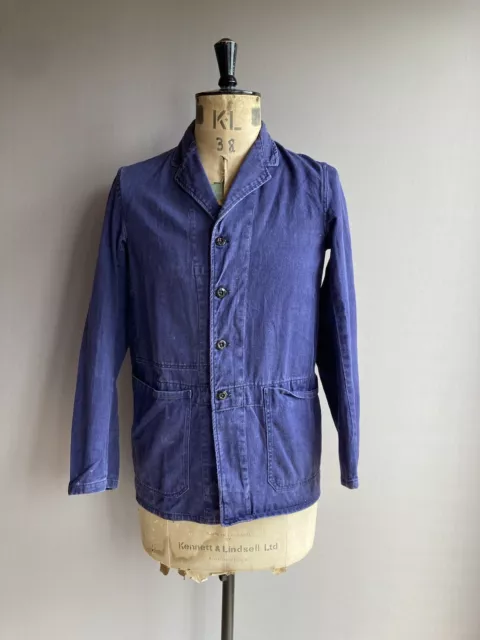 French Chore Jacket Blue Men’s Medium Vintage Cotton Utility Workwear