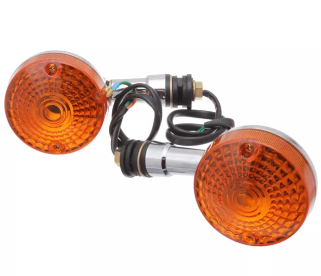 2x Blinker Gelb Chrom Vorne Rechts und Links für SUZUKI GN 125 Blinkleuchte E4