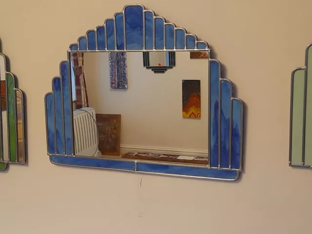 A Stunning Art Deco Style Stained Glass Mirror