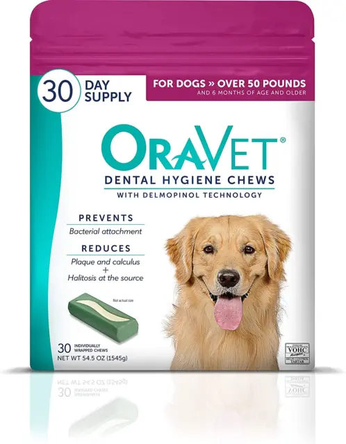 Merial Oravet Dental Hygiene Chew For Large Dogs 50 Lbs And Over, Dental Treats