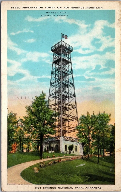 HOT SPRINGS MOUNTAIN National Park Steel Observation Tower Ark 1935 