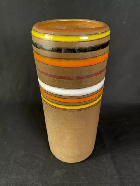 ••BITOSSI for ROSENTHAL NETTER Striped Cylinder Mid Century Modern Pottery VASE