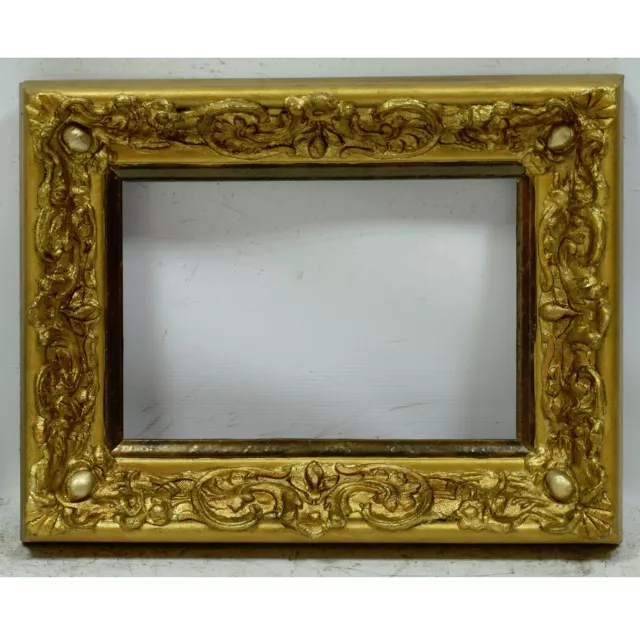 Antica cornice in legno con oro imitazione in foglia Interne: 35x24 cm