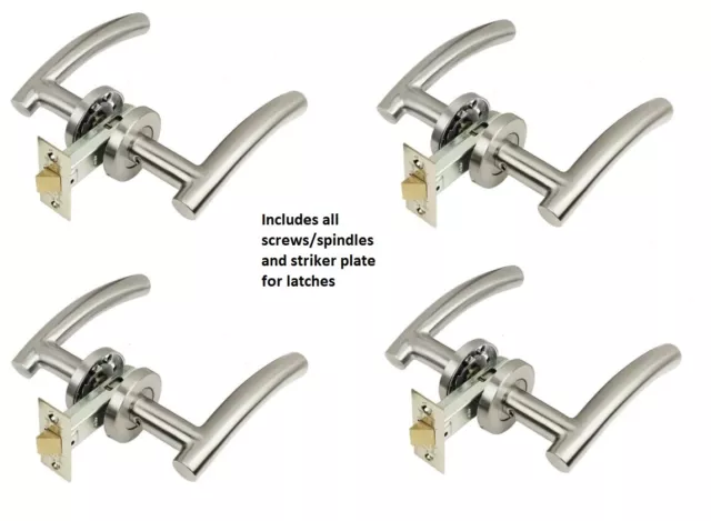 T Bar lever on rose stainless steel Internal door handle pack of 4 incl latches