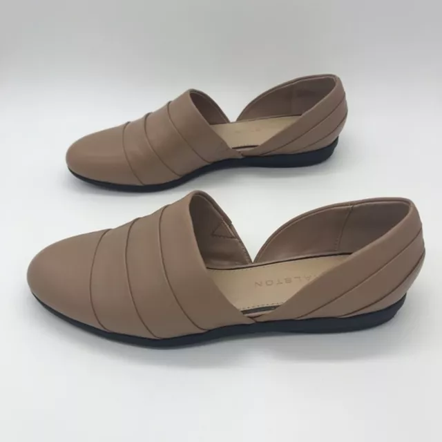 H by Halston Elisa Beige Pleated Slip On Flat Shoes 7