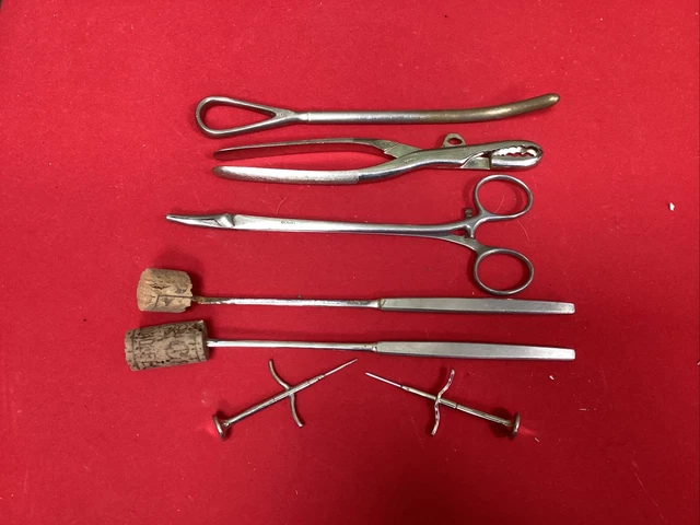 LOT DE 6 Anciens Outil Instrument Medecine Chirurgie Medical Cabinet