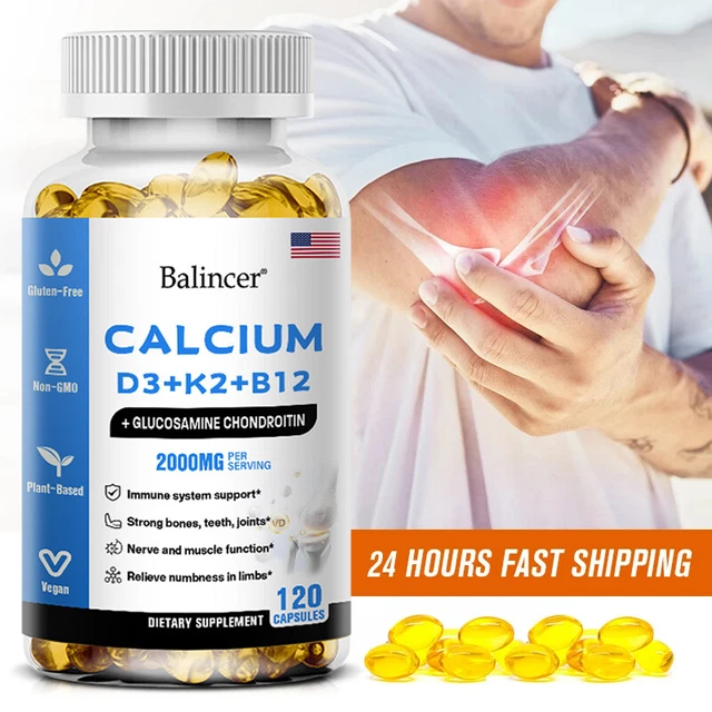 CALCIUM D3 K2 B12 Capsules Supports Bone Health, Calcium Absorption ...