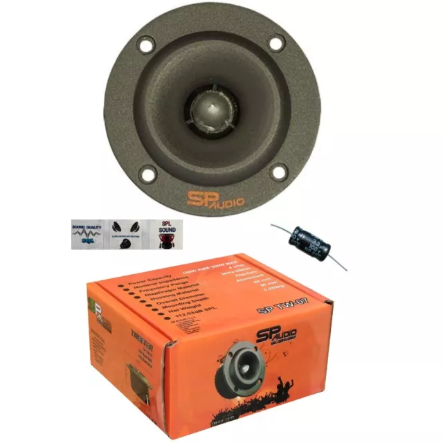 1 SP AUDIO SP-TW07 tweeter 85 mm 100 watt rms + condensatore e 3 sticker omaggio