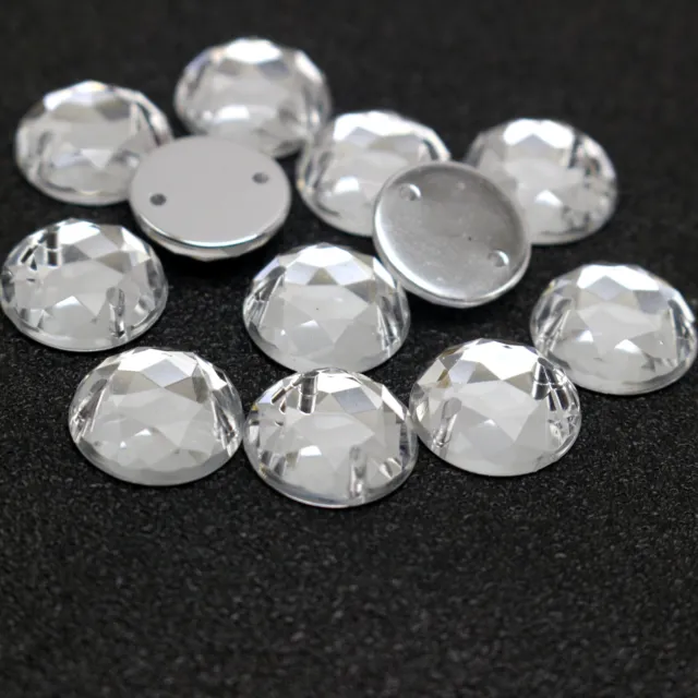100 gemas redondas de estrás de cristal de costura de espalda plana transparente 12 mm coser en cuenta