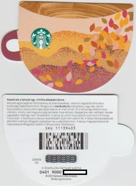 Hungary Starbucks card, No value,PIN intact - 2022 Autumn Cup