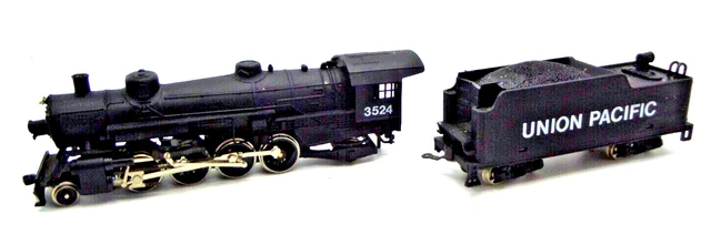 Union Pacific HO Steam Locomotive #3524 +Tender Made in Yugoslavia *BROKEN PIECE