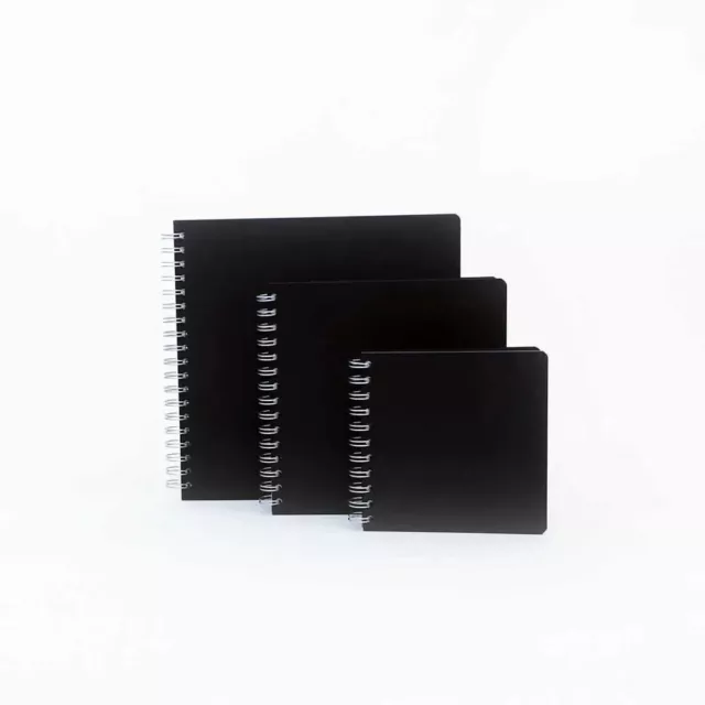 SEAWHITE A5 Sketchbook Black Poplin Cover, Metal spiral Spine 50 x