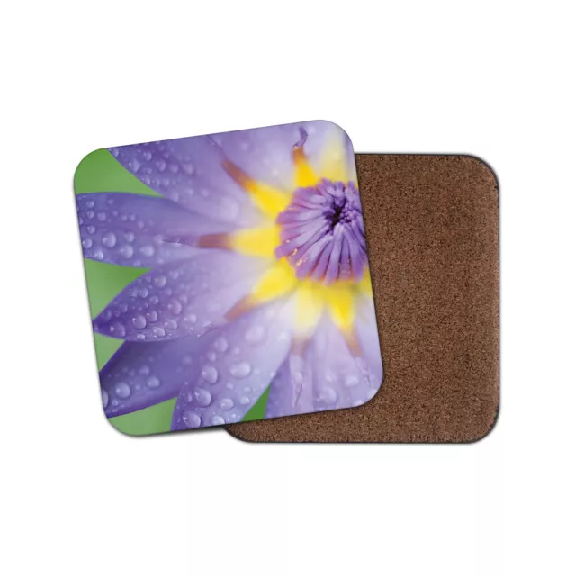 Pretty Water Lily Petal Coaster - Flowers Pastel Lilac Drops Nature Gift #16837