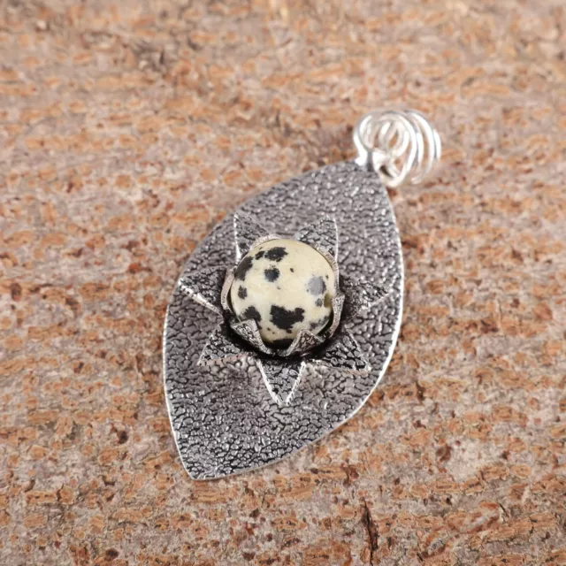 Natural Dalmatian Jasper Gemstone Jewelry 925 Sterling Silver Pendant For Girls