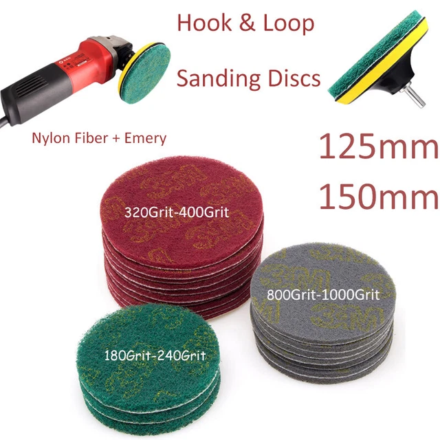 125mm 150mm Hook & Loop Nylon Fiber Pads Abrasive For Finishing Sanding Discs