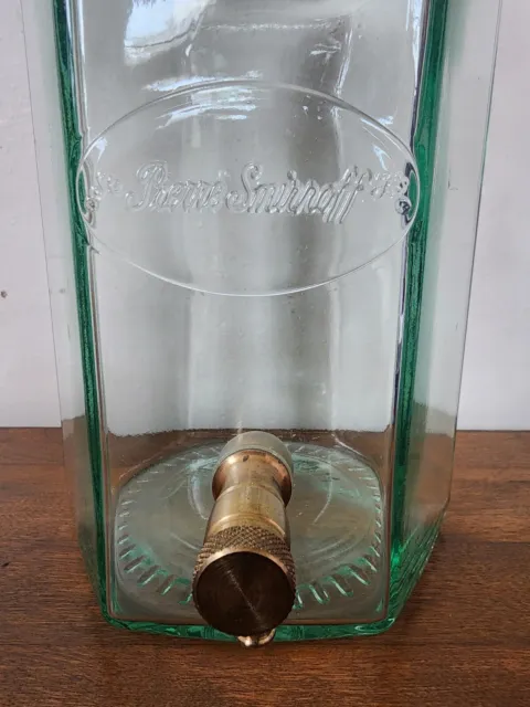 Pierre Smirnoff Vodka Infusion Green Glass Decanter Dispenser Jar Brass Spigot 3
