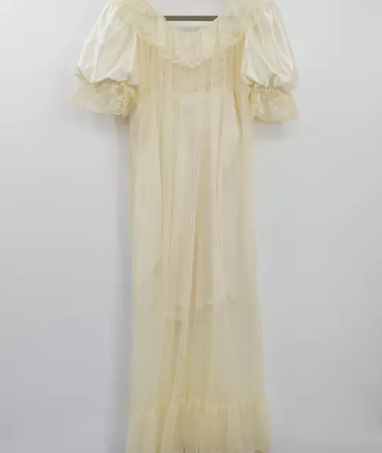 Vintage Tosca Lingerie Lace Ruffle Nightgown & Chemise Size L Cream Sheer Bridal 3