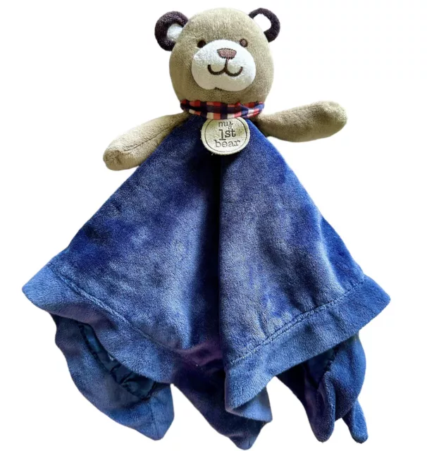 Carter's Brown My 1st Bear Lovey Blue Security Blanket with Rattle Baby Plush