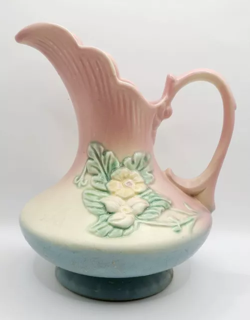 Vintage Hull Wildflower Art Pottery Pitcher W-11  8 1/2 Ombre Pink Yellow Blue