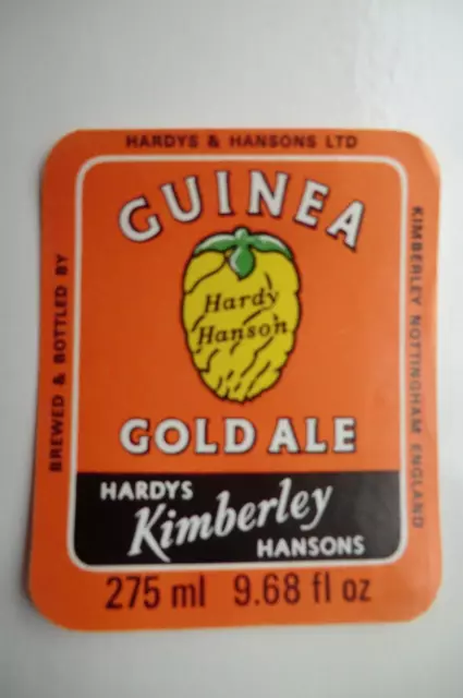MINT HARDYS & HANSONS KIMBERLEY NOTTS  GUINEA GOLD ALE 9.68fl BREWERY BEER LABEL