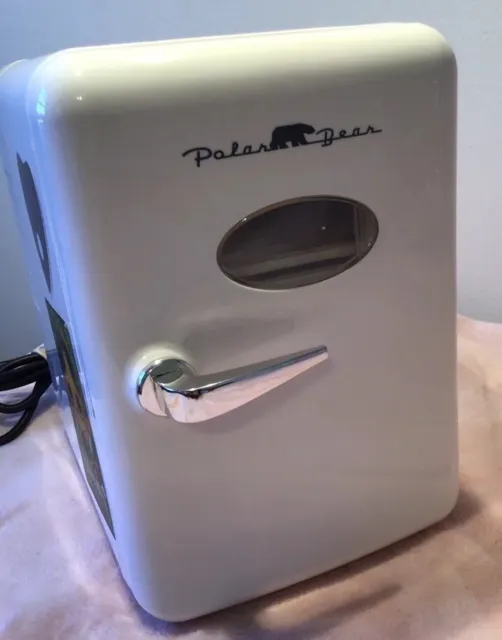 Polar Bear Mini Fridge Cooler, 6.5in. 4-Liter Retro Window Standard Door  Compact Mini Refrigerator, New
