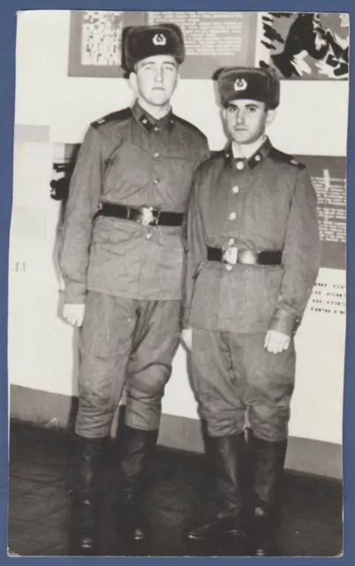 Handsome Military Guys soldiers in uniform with boots Soviet Vintage Photo USSR