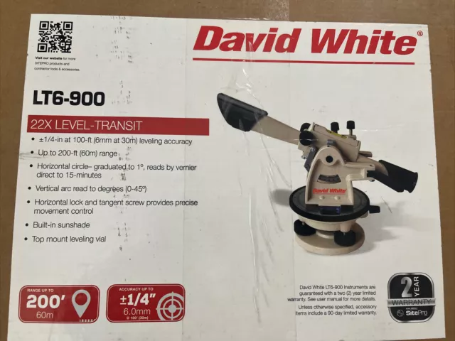 David White LT6-900 Meridian 22x Optical Level-Transit Kit 44-D8834K-1T      aj