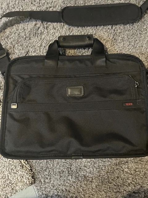 Tumi Alpha Series Slim Deluxe Portfolio Brief BLACK Laptop Briefcase Travel Bag 3
