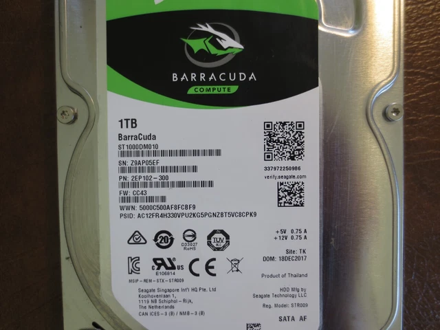 Seagate ST1000DM010 2EP102-300 TK FW:CC43 1.0TB 3.5" Sata HDD