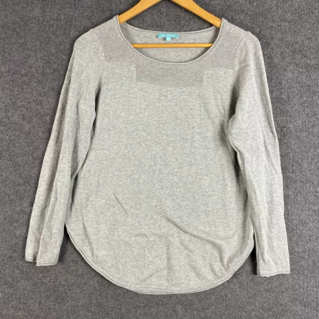 Blue Illusion Shirt Womens Small Grey Top Long Sleeves Pullover Round Neck