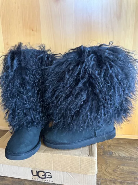 Ugg black mongolian sheepskin tall boot deals
