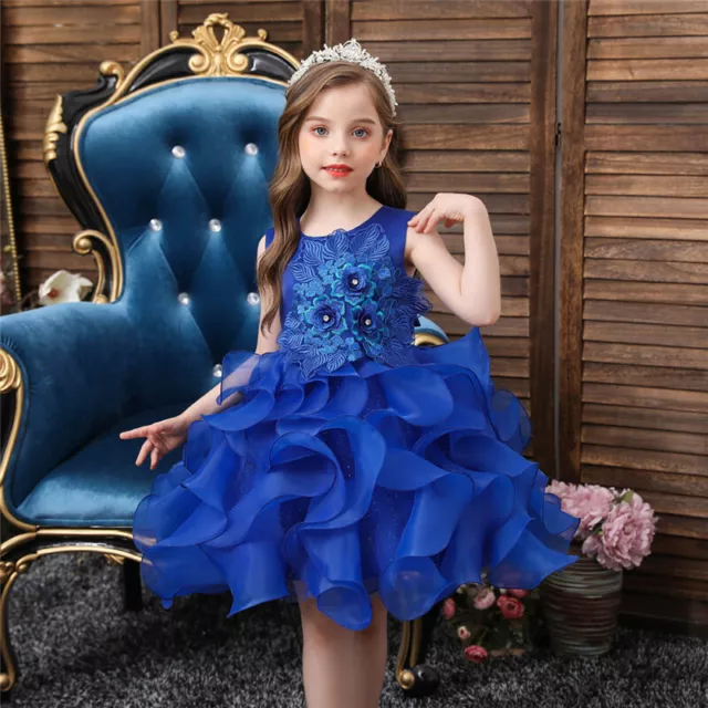 Kids Flower Girls Tutu Dress Wedding Bridesmaid Party Prom Gown Princess Dresses